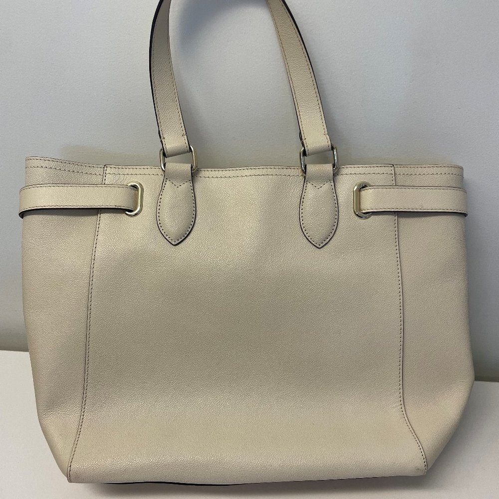 COLE HAAN  WHITE LEATHER TOTE